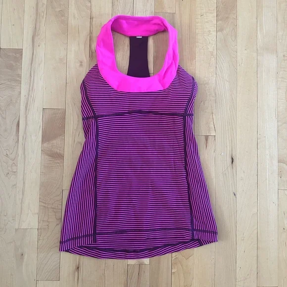 Lululemon Scoop Neck Tank in Hyper Raspberry Stripe Glo - Picture 6 of 8